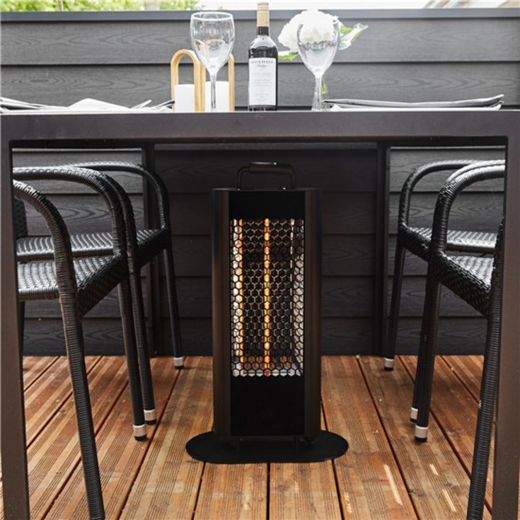 Heat1 Eco high-line terassvärmare, infraröd, under bord, 2-steg, 1200 W, svart