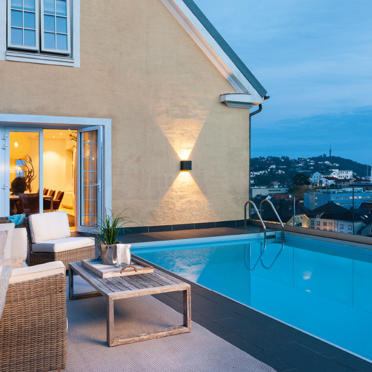 SG Artes Midi udendørs væglampe, 3000K, grå