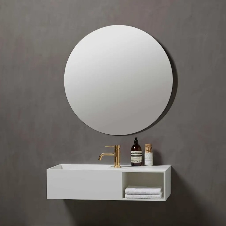 Loevschall Herning spegel med belysning, Ø80 cm