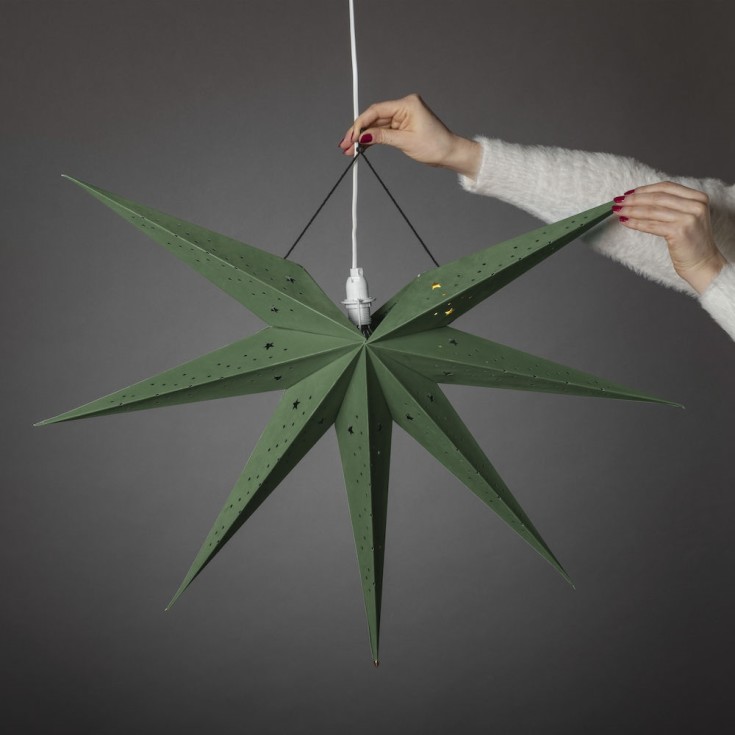 Konstsmide adventsstjärna med ljus, 60 cm, grön