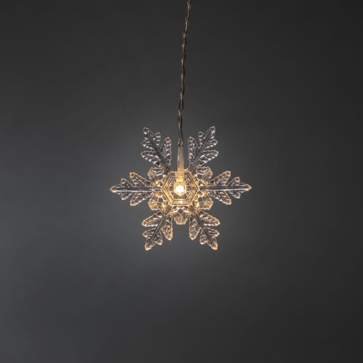 Konstsmide ljusgardin utomhus, 7 varmvita ljus, snöflingor