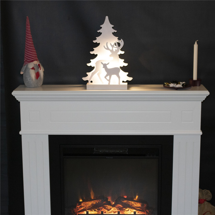 Nordic Winter siluett, ren, vit