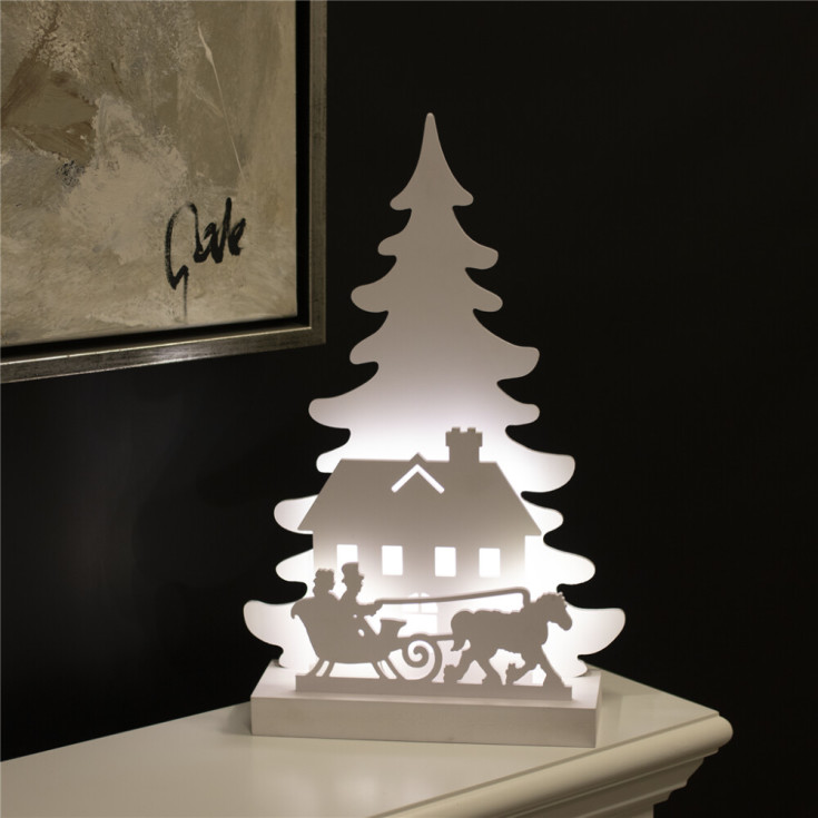 Nordic Winter siluett, släde, vit