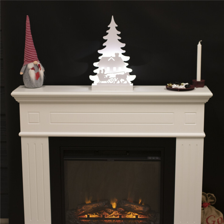 Nordic Winter siluett, släde, vit