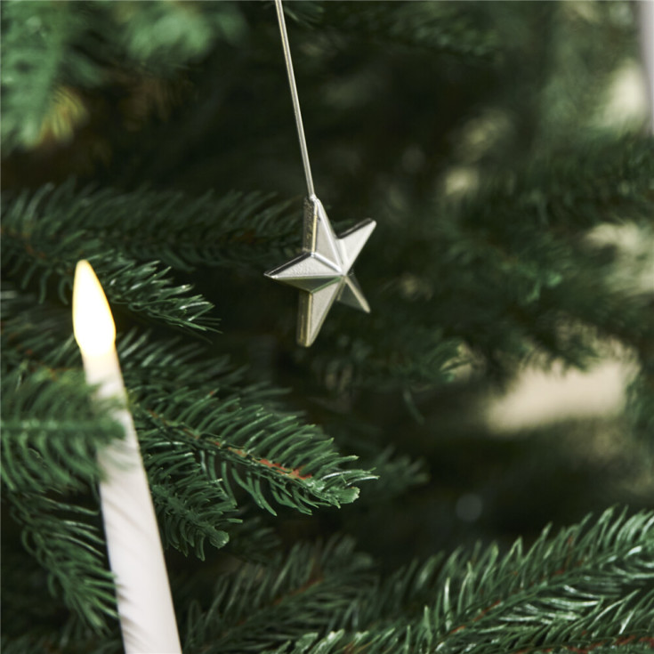 Nordic Winter juletræslys, sølvstjerne holder, 20 stk