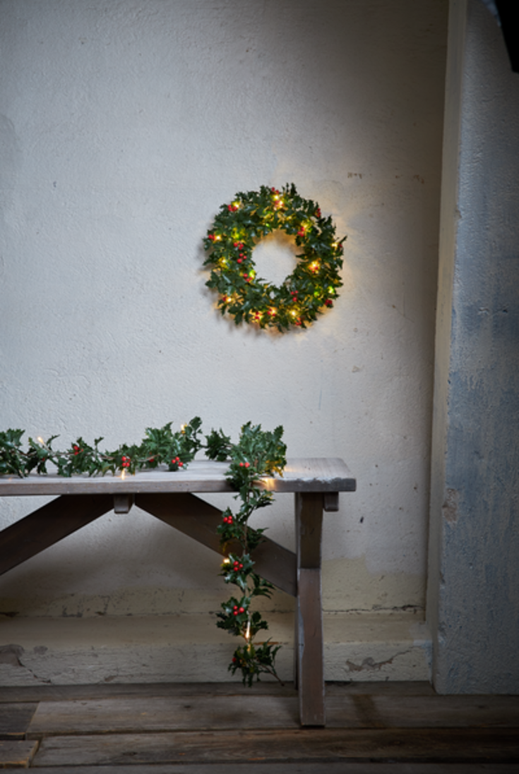 Star Trading Holly julekrans med lys