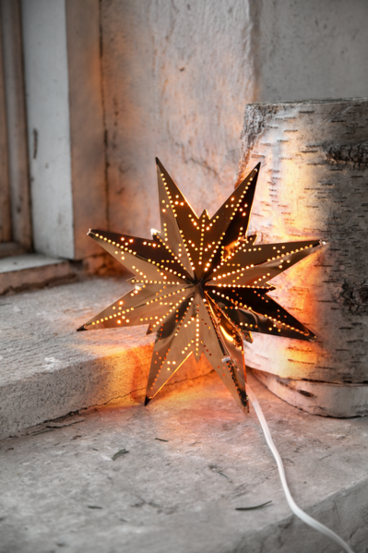 Star Trading Mini adventsstjärna med ljus, 25 cm, koppar