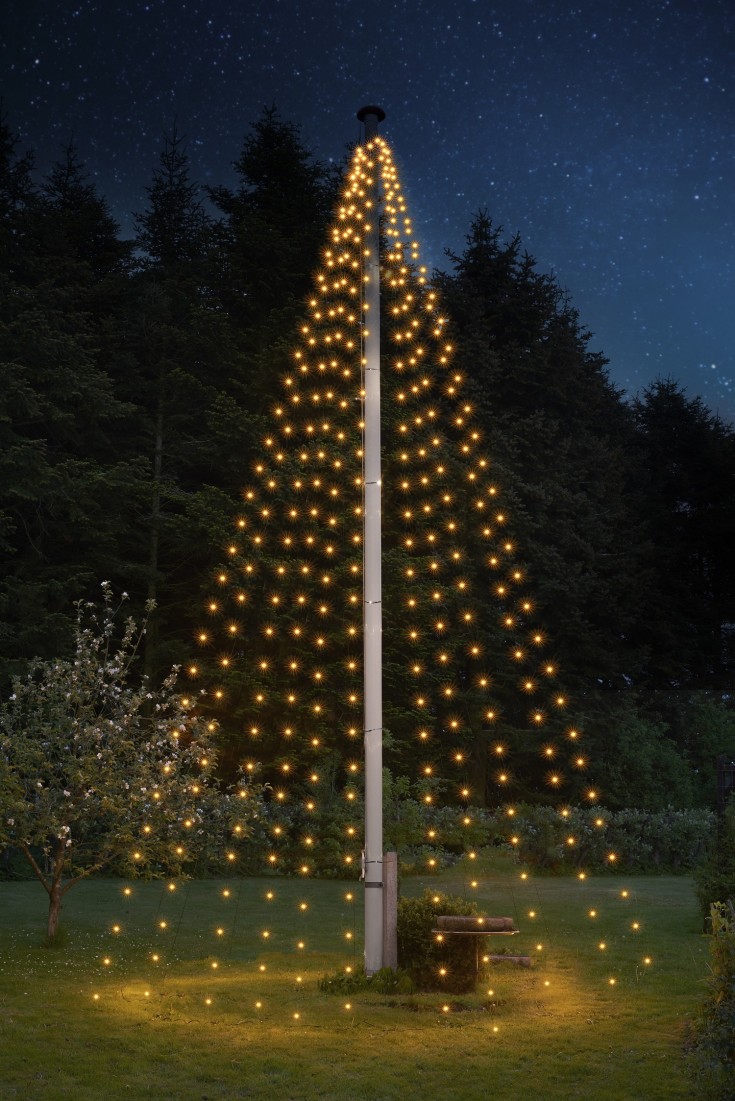 Sirius Top-Line lyskæde til flagstang, 480 varm hvide lys, 6 meter