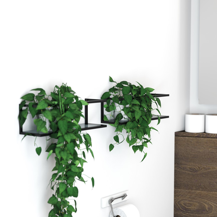 Dansani You hylla, 39,6x12 cm, svart/tonat glas