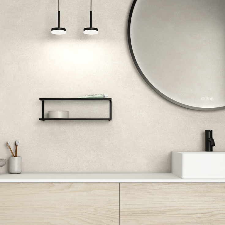 Dansani Luna hylde, 39,6x12 cm, sort/tonet glas