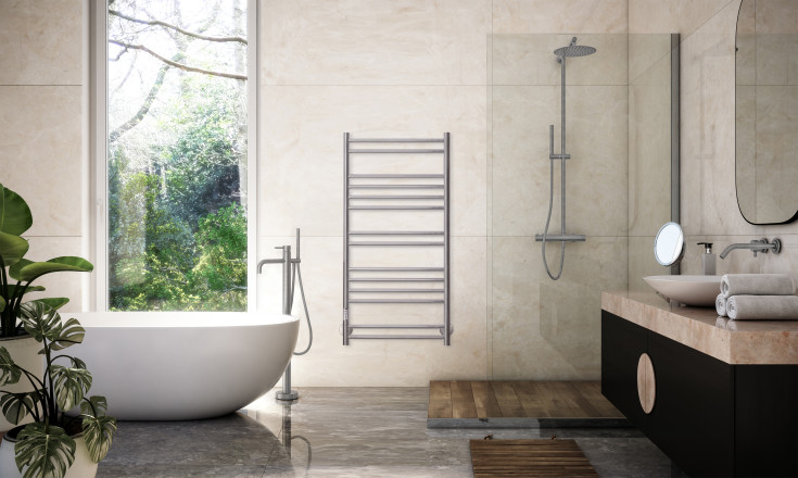 Kriss Apollo Plus håndklædetørrer, el, 50x100 cm, børstet rustfrit stål