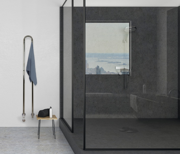 Kriss Duo Plus håndklædetørrer, el, 19x148 cm, poleret rustfrit stål