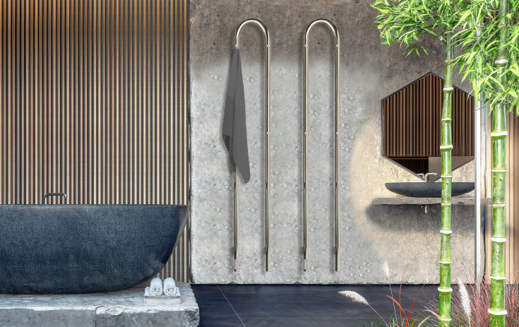 Kriss Duo Plus håndklædetørrer, el, 19x148 cm, poleret rustfrit stål