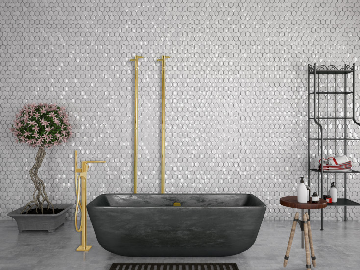 Kriss Uno håndkletørker, el, 148x3 cm, messing