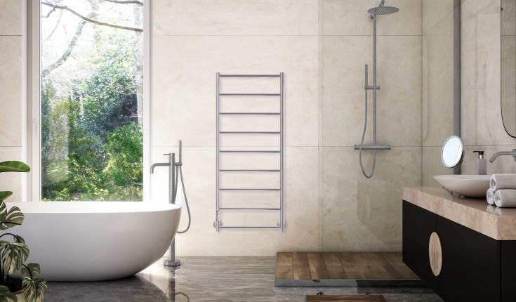 Kriss Polaris Plus håndklædetørrer, el, 50x120 cm, børstet rustfrit stål