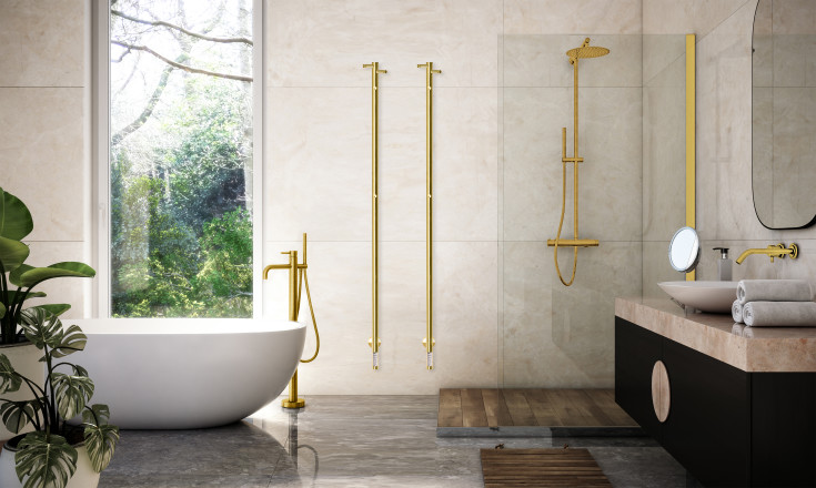 Kriss Uno Plus handdukstork, el, 3x148 cm, guld