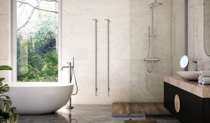 Kriss Uno Plus håndkletørker, el, 3x148 cm, polert rustfri stål