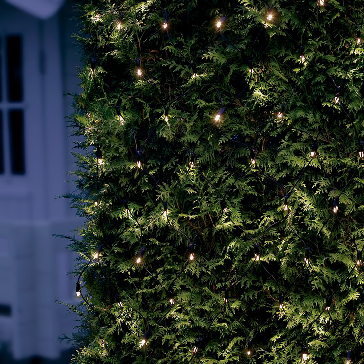 Sirius Tech-Line udendørs lysnet, 168 varm hvide lys, 1,7x1,4 meter, forlænger