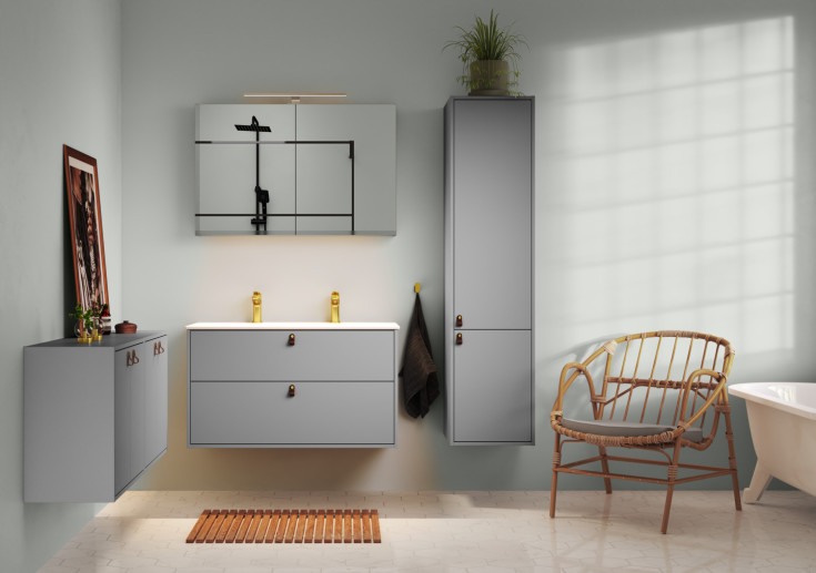 Gustavsberg Artic spejlskab med lys, 99,4x66,2 cm, grå