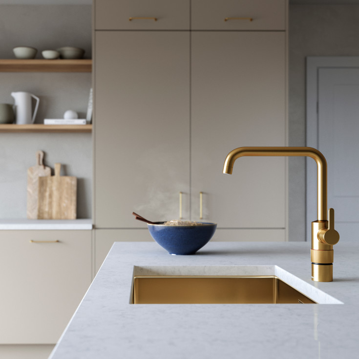 Damixa Silhouet Instant kjøkkenarmatur, kokende vann, børstet messing