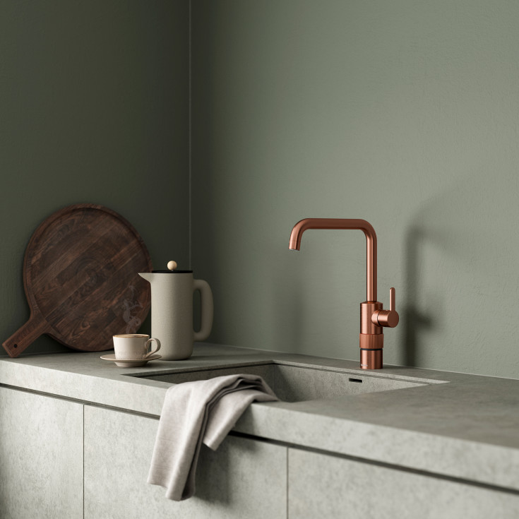 Damixa Silhouet Instant köksblandare, kokande vatten, borstad koppar