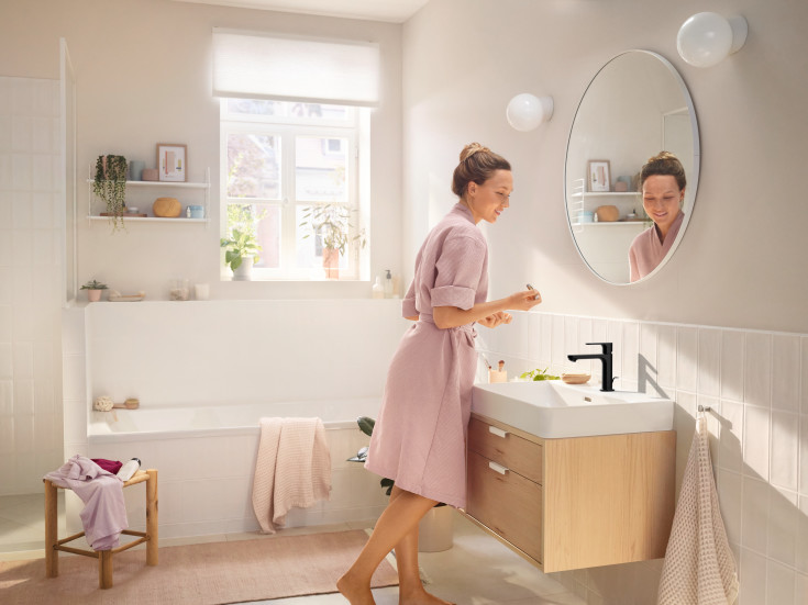 Hansgrohe Rebris S 110 tvättställsblandare, matt svart