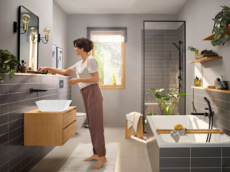 Hansgrohe Rebris E håndvaskarmatur, mat sort