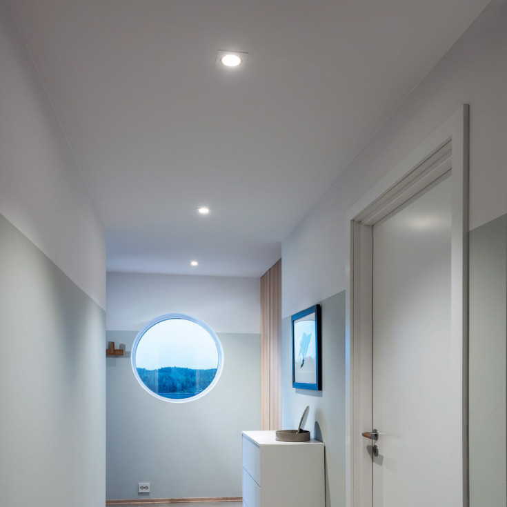 SG Junistar Lux Square indbygningsspot, 2700K, børstet stål