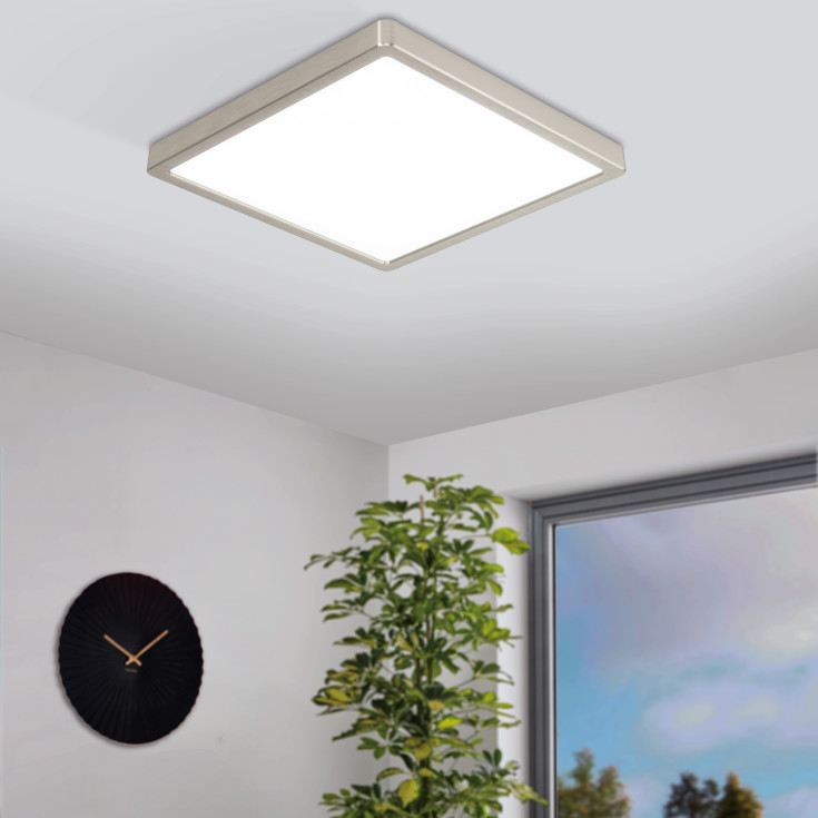 Eglo Z Fueva Bath taklampe, børstet stål, 28x28 cm