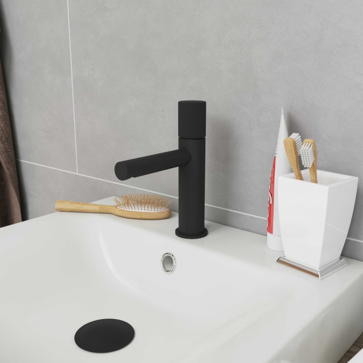 Lavabo Luna bundventil, push-open, mat sort