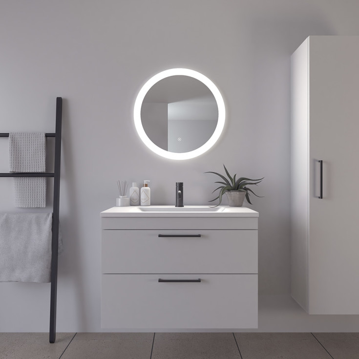 Loevschall Vega speil med lys, dimbar, touch, Ø60 cm