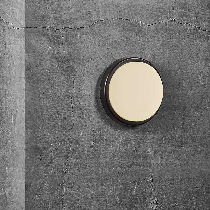 Nordlux Cuba Energy udendørs væglampe, rund, sort