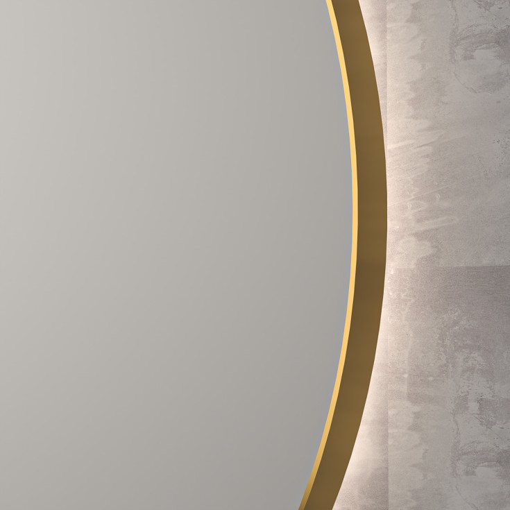 Sanibell Ink SP17 spejl med lys, dæmpbar, dugfri, Ø80 cm, børstet mat guld