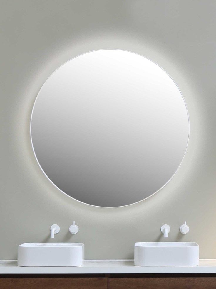 Sanibell Ink SP17 spejl med lys, dæmpbar, dugfri, hvid, Ø100 cm