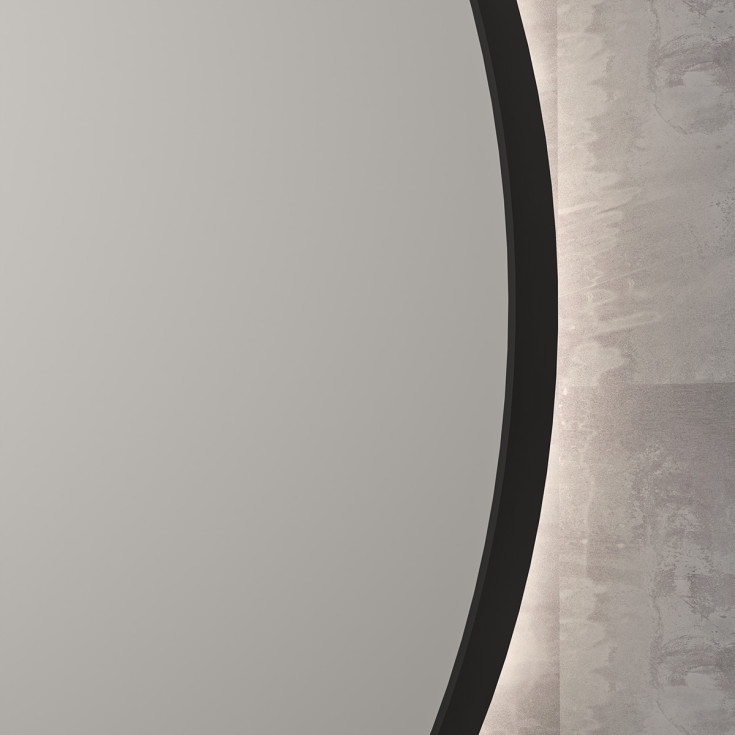 Sanibell Ink SP17 spegel med belysning, dimbar, imfri, Ø40 cm, svart