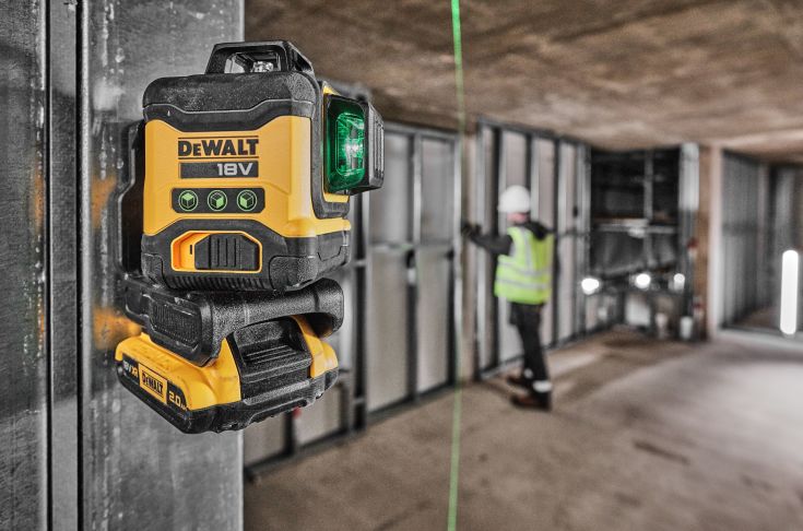 DEWALT 18V XR laser DCLE34031D1, 3x360°, grøn, 1x18 V/2,0 Ah