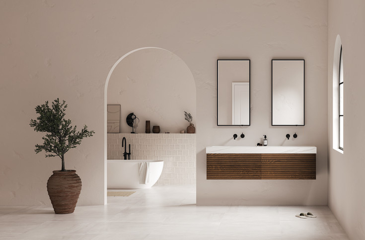 Sanibell Ink SP19 speil med lys, dimbar, duggfri, sort, 50x100 cm