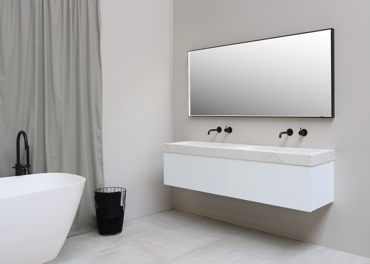 Sanibell Ink SP19 spegel med belysning, dimbar, imfri, 160x80 cm, svart