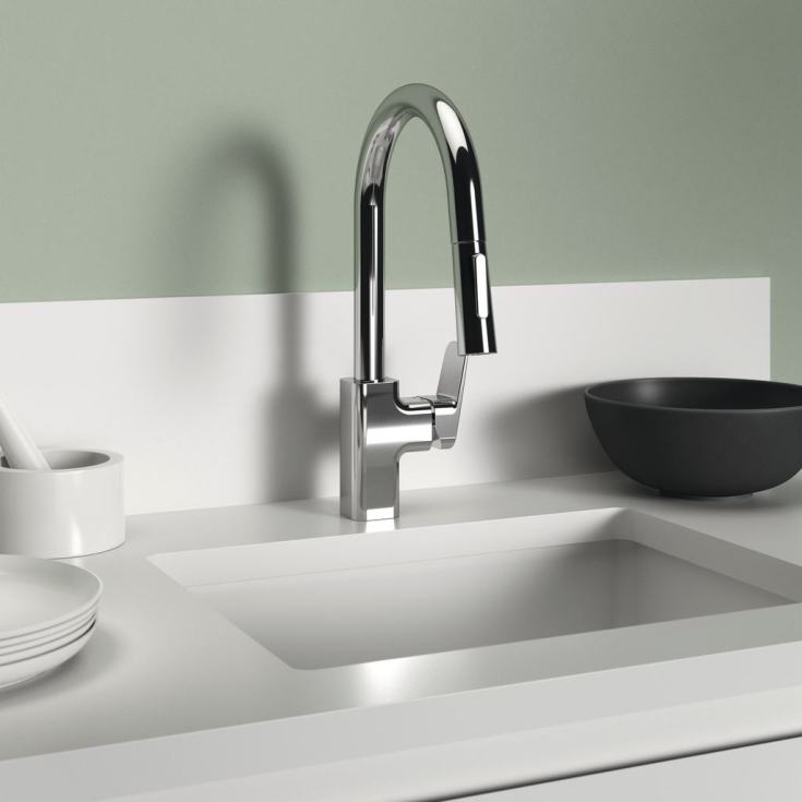 Ideal Standard Ceraplan köksblandare, utdragbar pip, krom