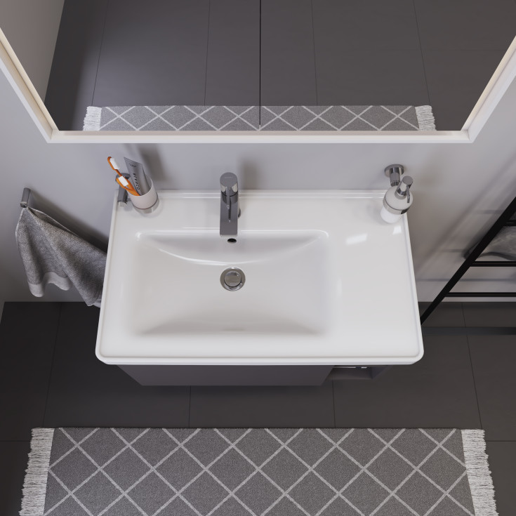Duravit D-Neo håndvask, 80x48 cm, venstre, hvid