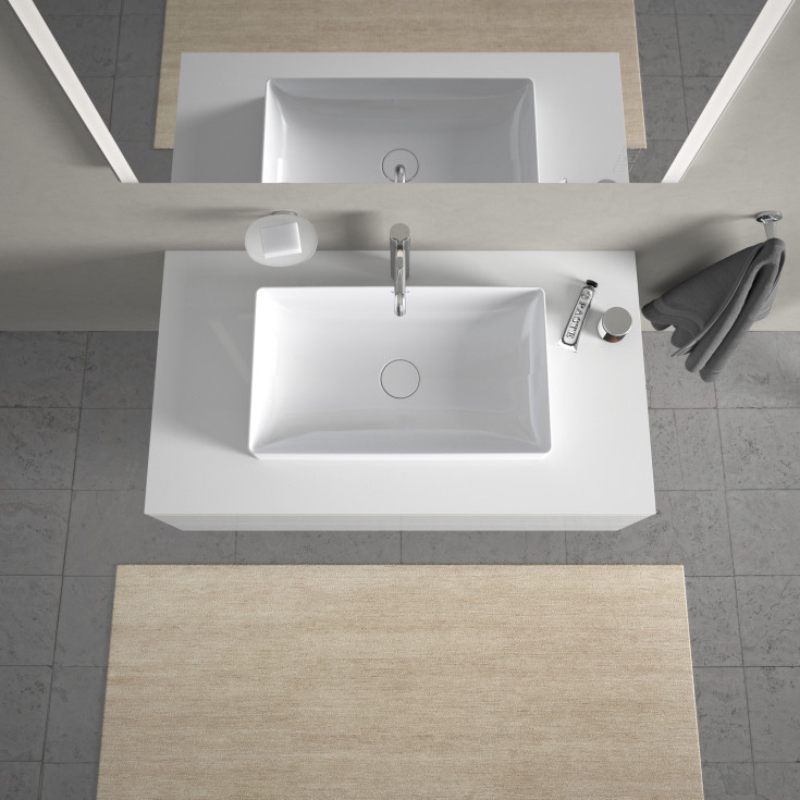 Duravit DuraSquare toppmontert servant, 60x34,5 cm, med wondergliss, hvit