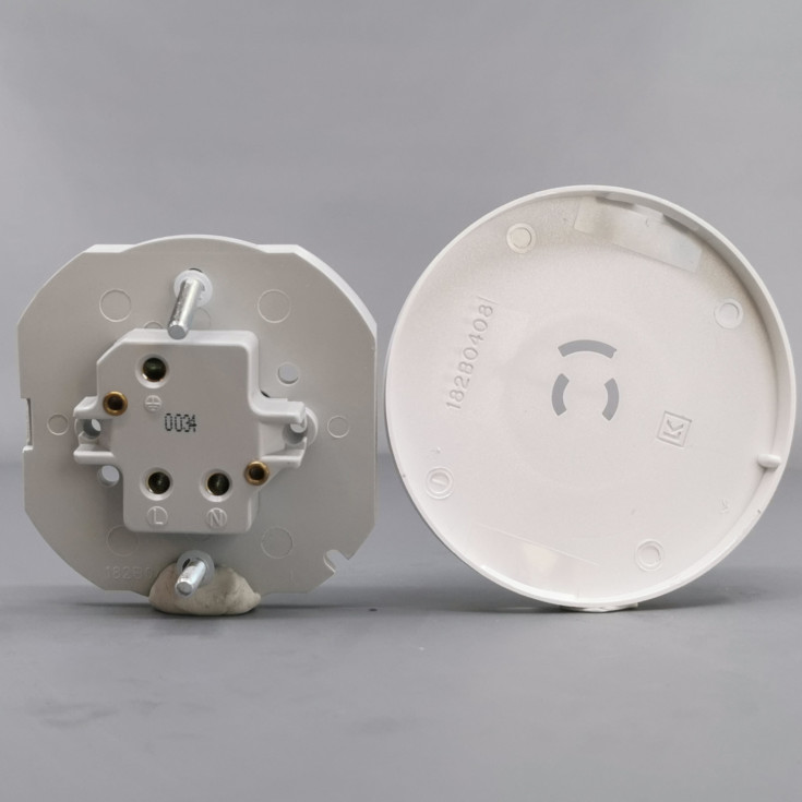 LK Lampestikkontakt, Rund, Ø80 mm med afdækning, 2 leder + jord, Hvid