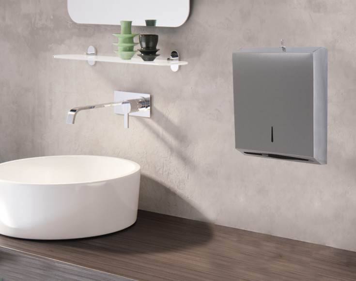 Hefe papirdispenser, rustfritt stål