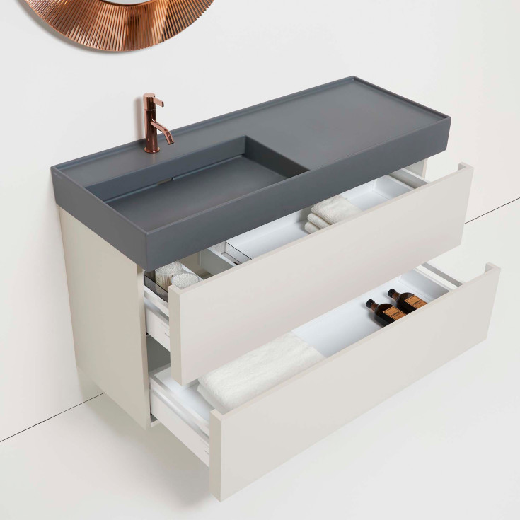 Kartell Laufen håndvask, 120x46 cm, venstre, mat grå