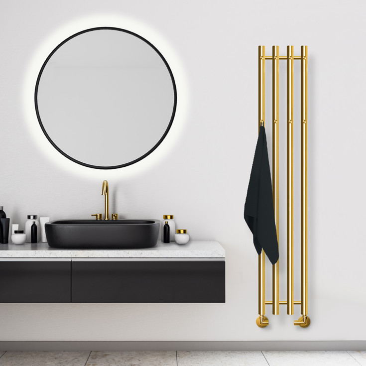 Kriss Vega håndkletørker, kombi, 25,7x142 cm, messing