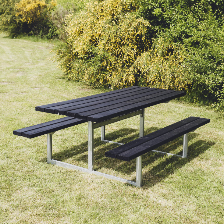 FRIGG bordbænkesæt 1750 x 1400 x 720 mm, 42 mm sort/galvaniseret