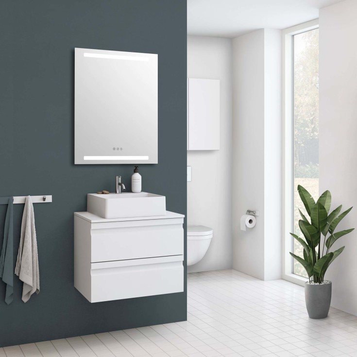 Dansani Level spejl med lys, dæmpbar, 60x80 cm