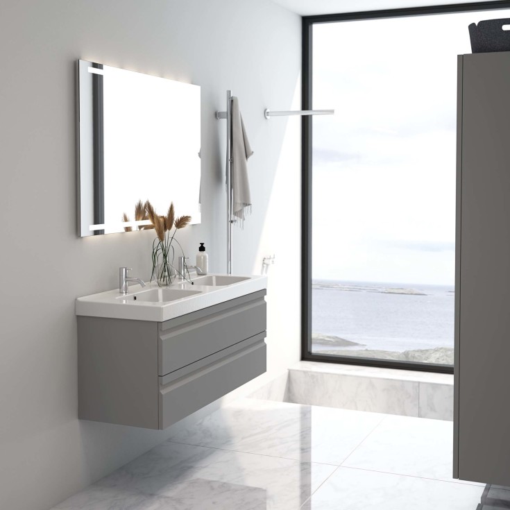 Dansani Level spejl med lys, dæmpbar, 120x80 cm