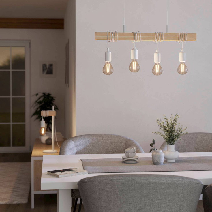 Eglo Townshend langbordspendel, 4 lamper, hvit