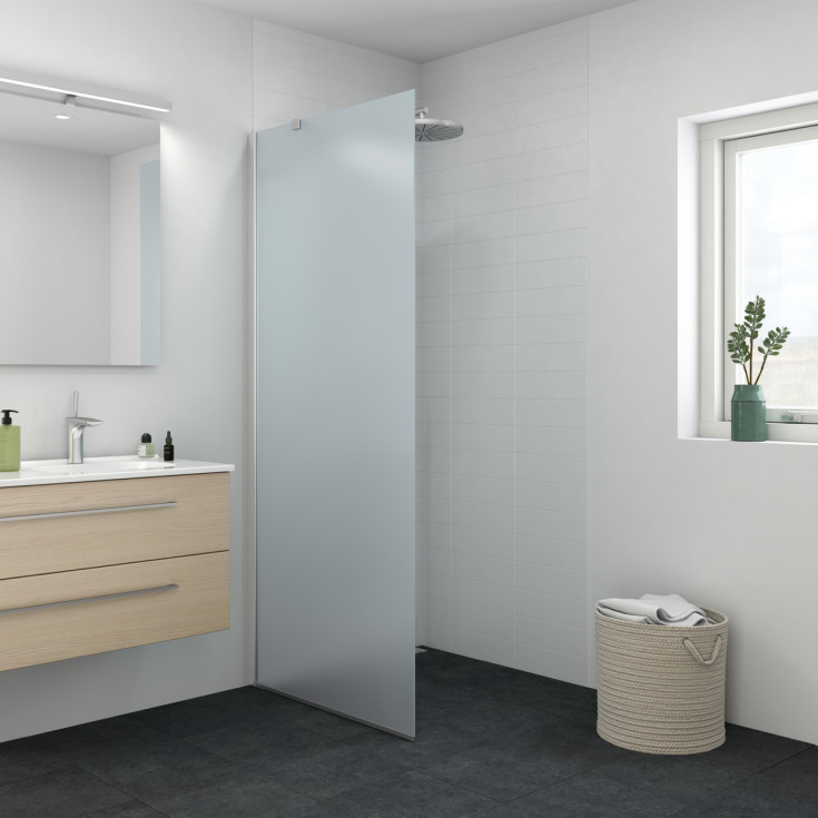 Dansani Match duschvägg, modell D, 87 cm, frostat glas, satin profil